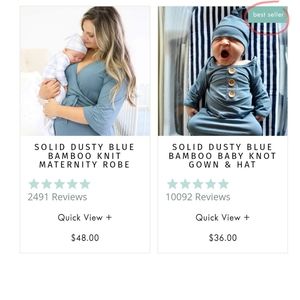 Caden Lane Maternity Robe & Matching Baby Knot Gown & Hat Bundle